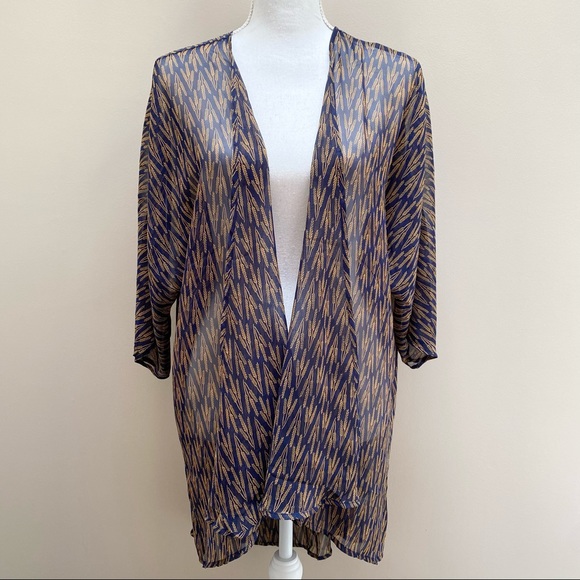 LuLaRoe Sweaters - Lularoe Lindsay kimono blue gold wheat chiffon